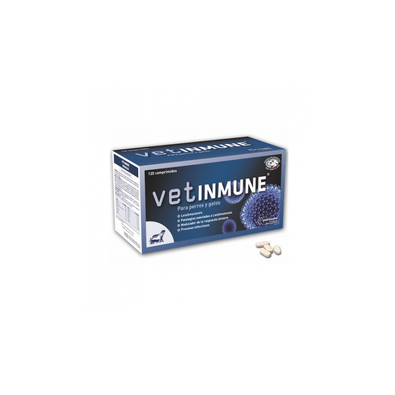 Vetinmune 120 compr. activador inmunológico perros y gatos.