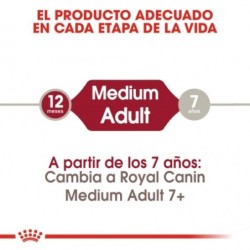 Royal Canin Medium Adult pienso para perro de raza mediana, Peso 15 + 3 Kg ¡Gratis!