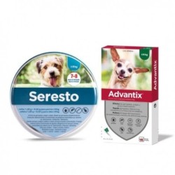 Pack Súper Protección: collar Seresto menos de 8kg + Advantix 4 pipetas 0-4kg para perros mini