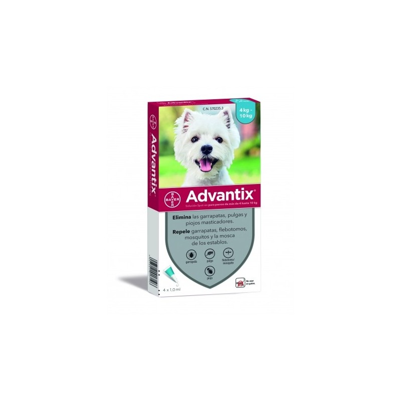 Advantix 4-10 KG Pipeta Antiparasitaria para perros. Pulga