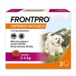 Pack Súper Protección: Frontpro Comprimidos Masticables 2-4kg + Frontline Tri-Act 3 pipetas (2-5kg) para perros mini