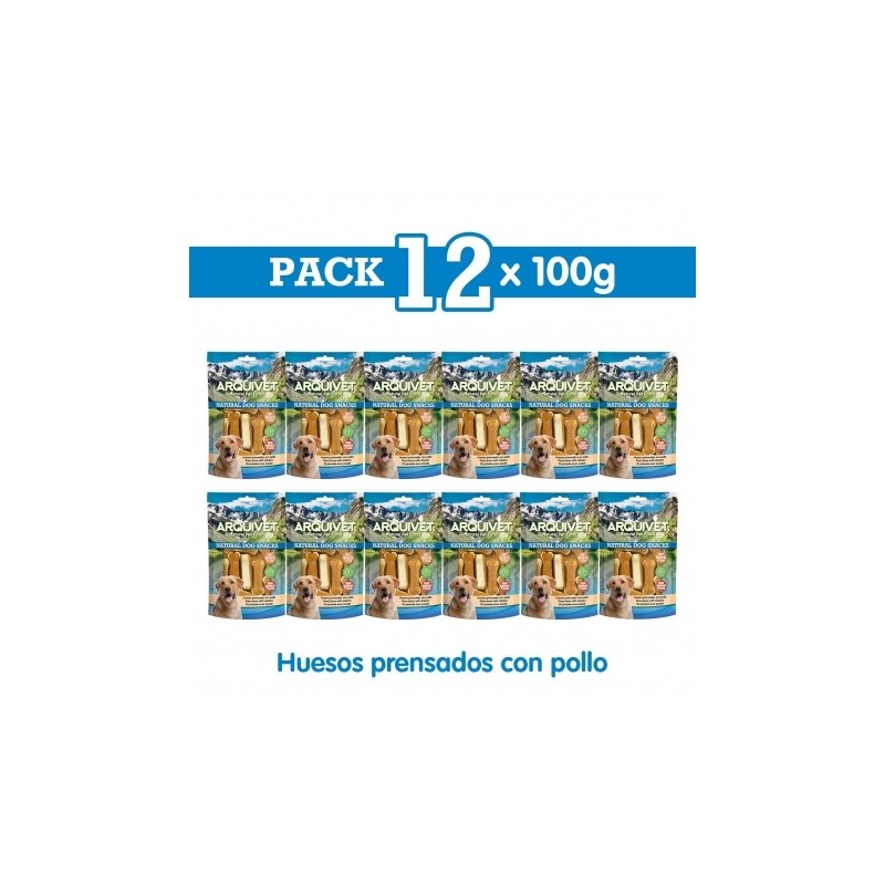 Huesos prensados con pollo 100g Snack para perros