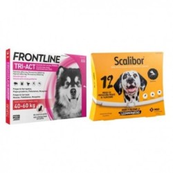 Pack Súper Protección: collar Scalibor 65cm + Frontline Tri-Act 3 pipetas (40-60kg) para perros gigantes