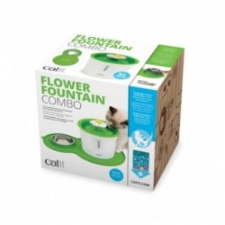 Catit Flower Fountain + Alfombrilla y Comedero gatos