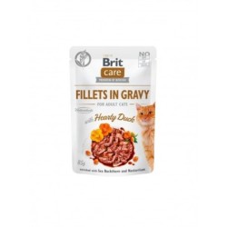 Brit care cat filetes en salsa con dados de pato comida húmeda gato