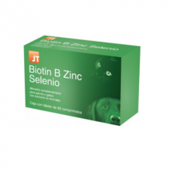 JT Biotin B Zinc Selenio complemento nutricional para perros y gatos.