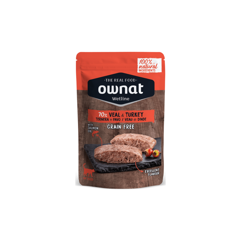 Ownat Wetline comida húmeda para gatos veal & turkey