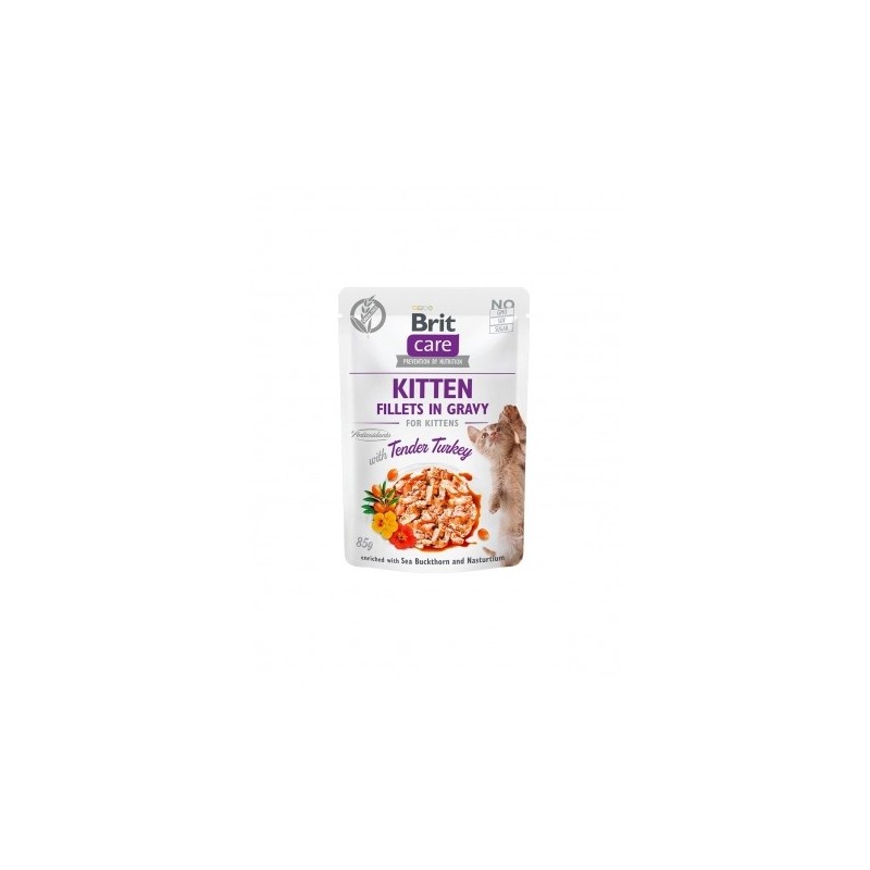 Brit care cat kitten filetes en salsa con pavo comida húmeda gato