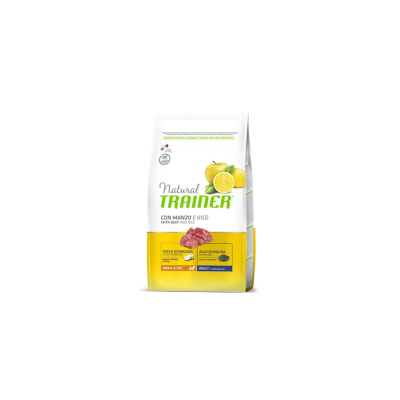 Natural Trainer Adult Small & Toy pienso para perros con ternera