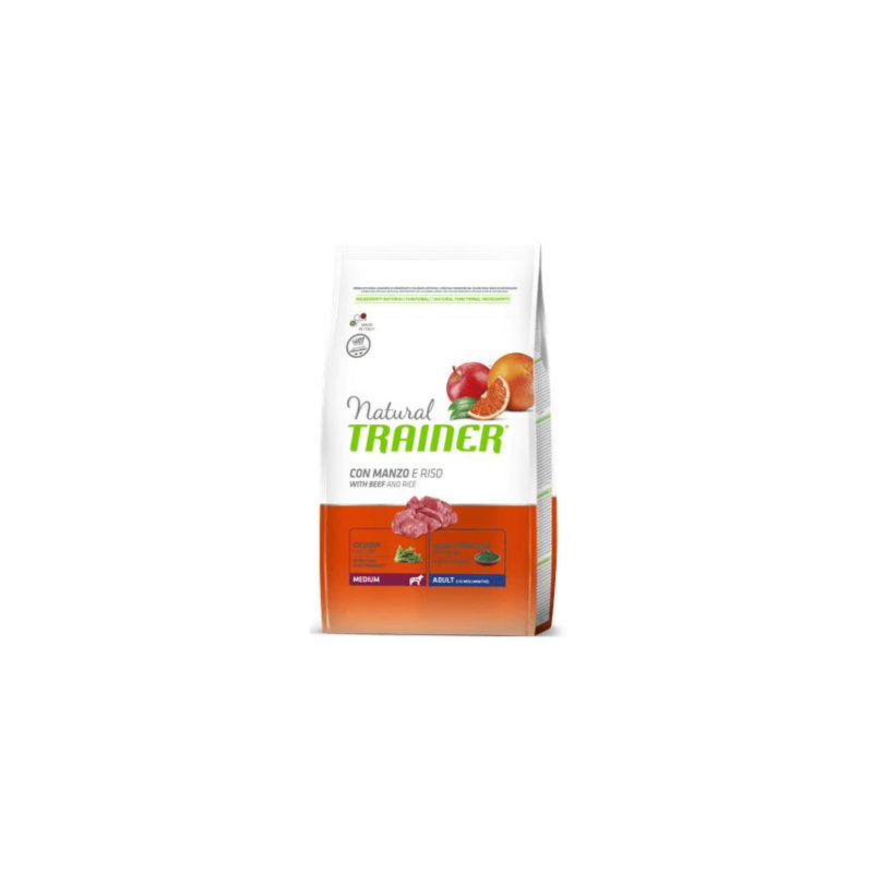 Natural Trainer Adult medium pienso para perros con ternera y arroz