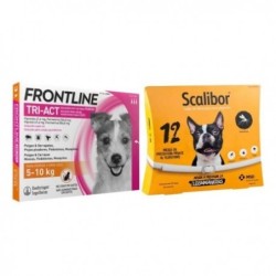 Pack Súper Protección: collar Scalibor 48cm + Frontline Tri-Act 3 pipetas (5-10kg) para perros pequeños