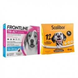 Pack Súper Protección: collar Scalibor 65cm + Frontline Tri-Act 3 pipetas (10-20kg) para perros medianos