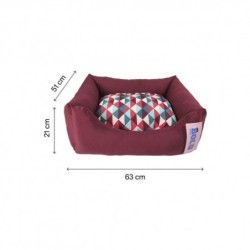 Bold Neo Burgundy Geometric cama para perros