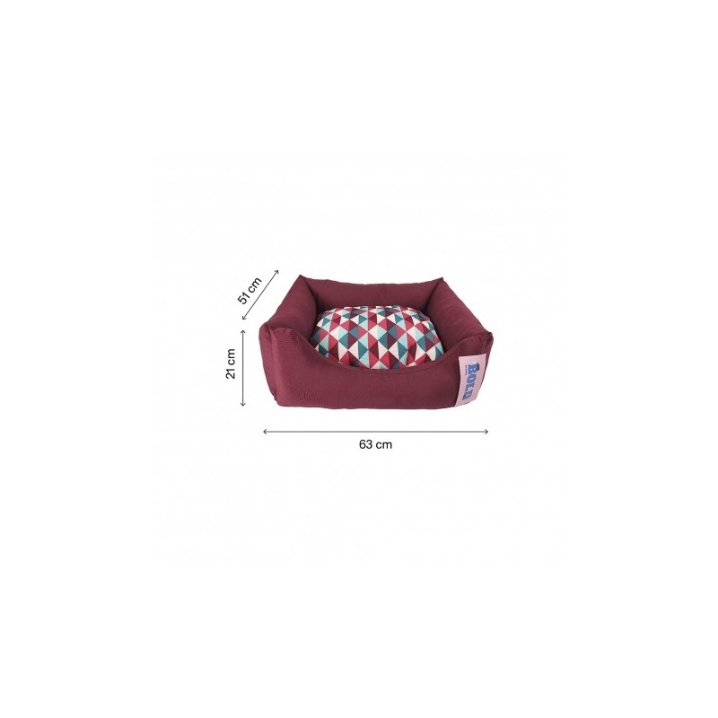 Bold Neo Burgundy Geometric cama para perros