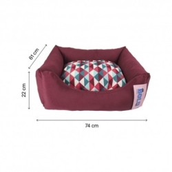 Bold Neo Burgundy Geometric cama para perros