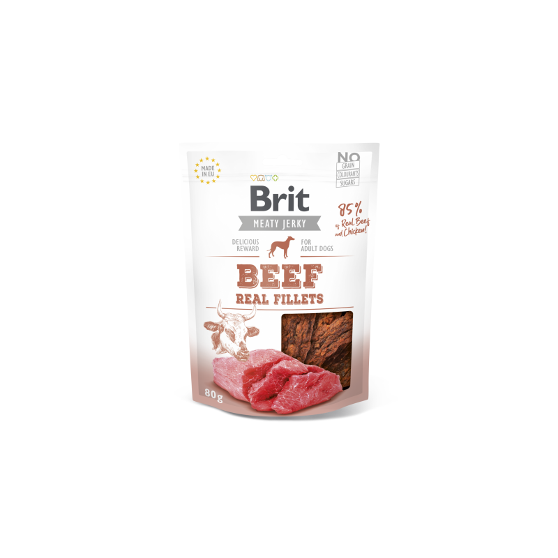 Brit jerky snack filetes de ternera golosinas para perros