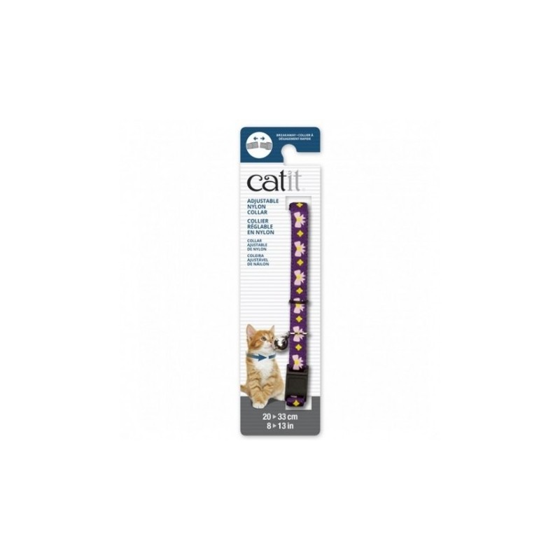 Catit Collar Breakaway Morado con Lazos Rosas gatos