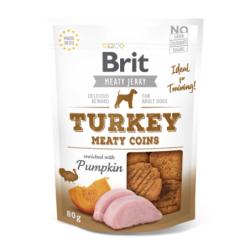 Brit jerky snack meaty coins pavo golosinas para perros