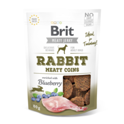 Brit jerky snack meaty coins conejo golosinas para perros